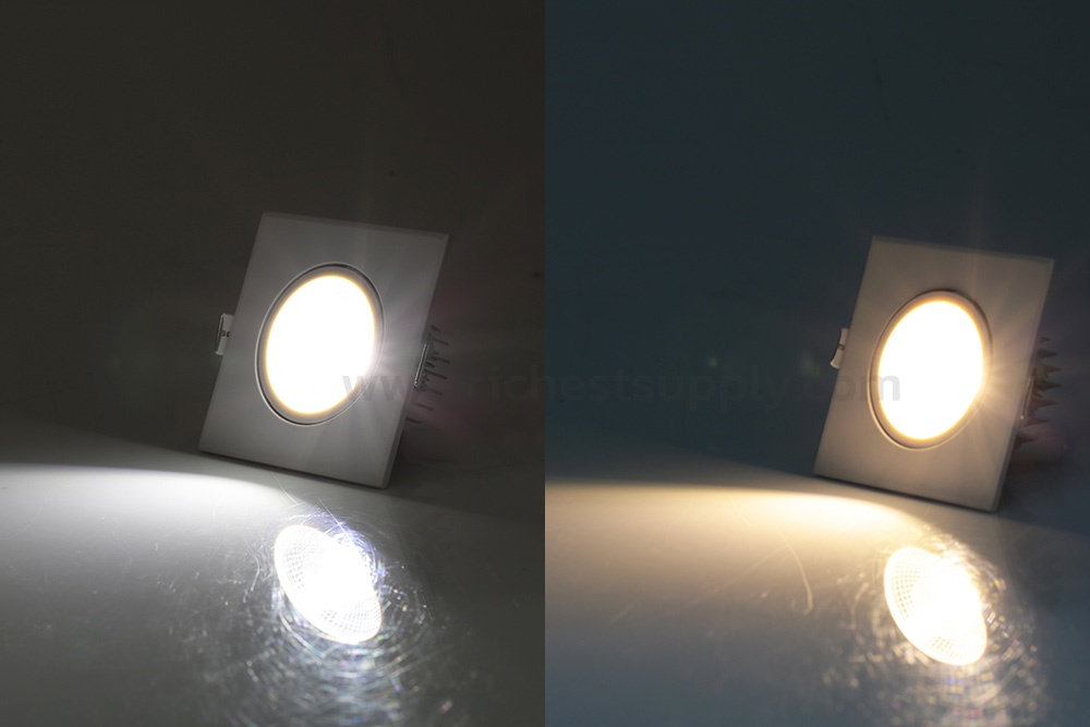 ภาพจำลองแสงไฟดาวน์ไลท์ LED EVE COB Square 5W