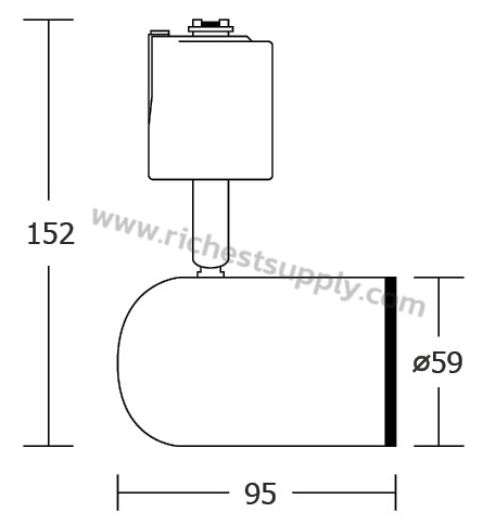 Dimensions โคมติดราง BEC 5W PENA-C