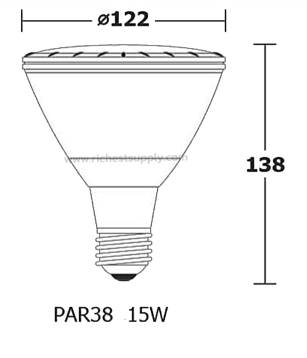 Dimensions BEC 15W PAR38