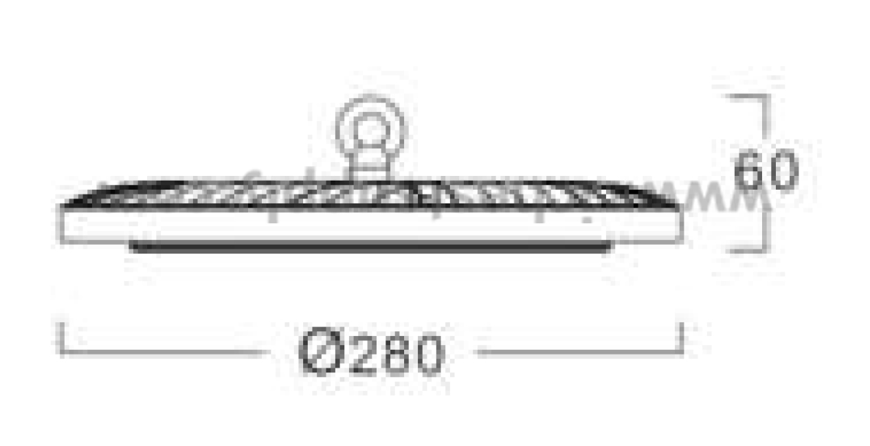 Dimensions โคมไฮเบย์ LED 100W L&E EHBL251