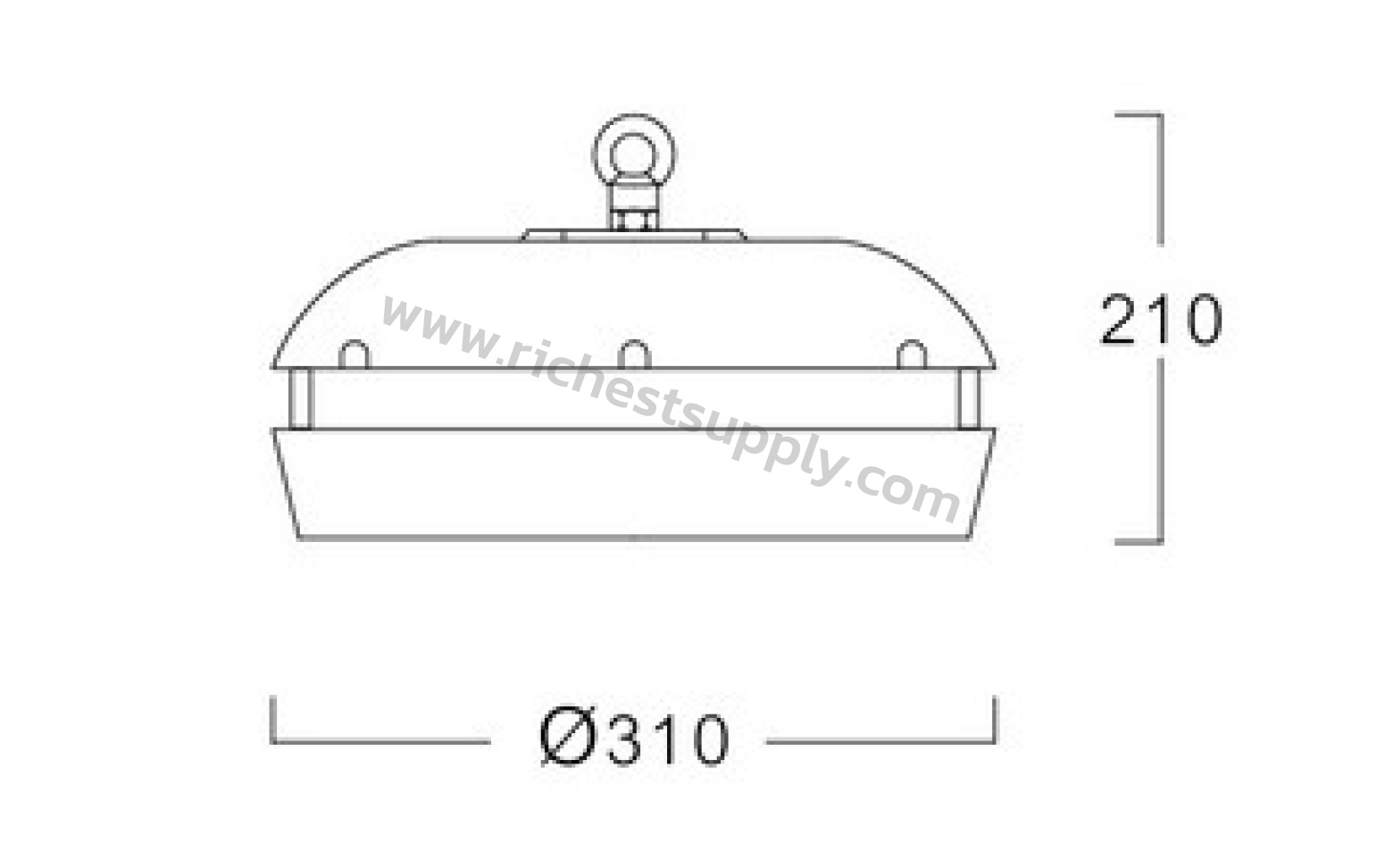 Dimensions High Bay 80W L&E HBL741