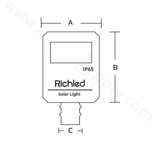 Dimensions โคมไฟถนน โซล่าเซลล์ LED 100W RICHLED PRO