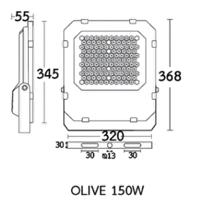 สปอร์ตไลท์ LED 150W BEC Olive