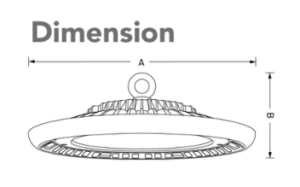 ขนาดโคมไฮเบย์ LED EVE DOB UFO SUPER PLUS