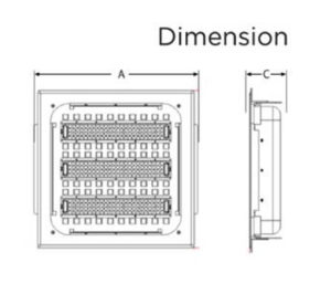 ขนาดโคมไฟปั๊มน้ำมัน Canopy LED 120W LITON ILLU BOX